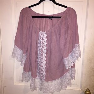 Flowy pink and white hippie shirt